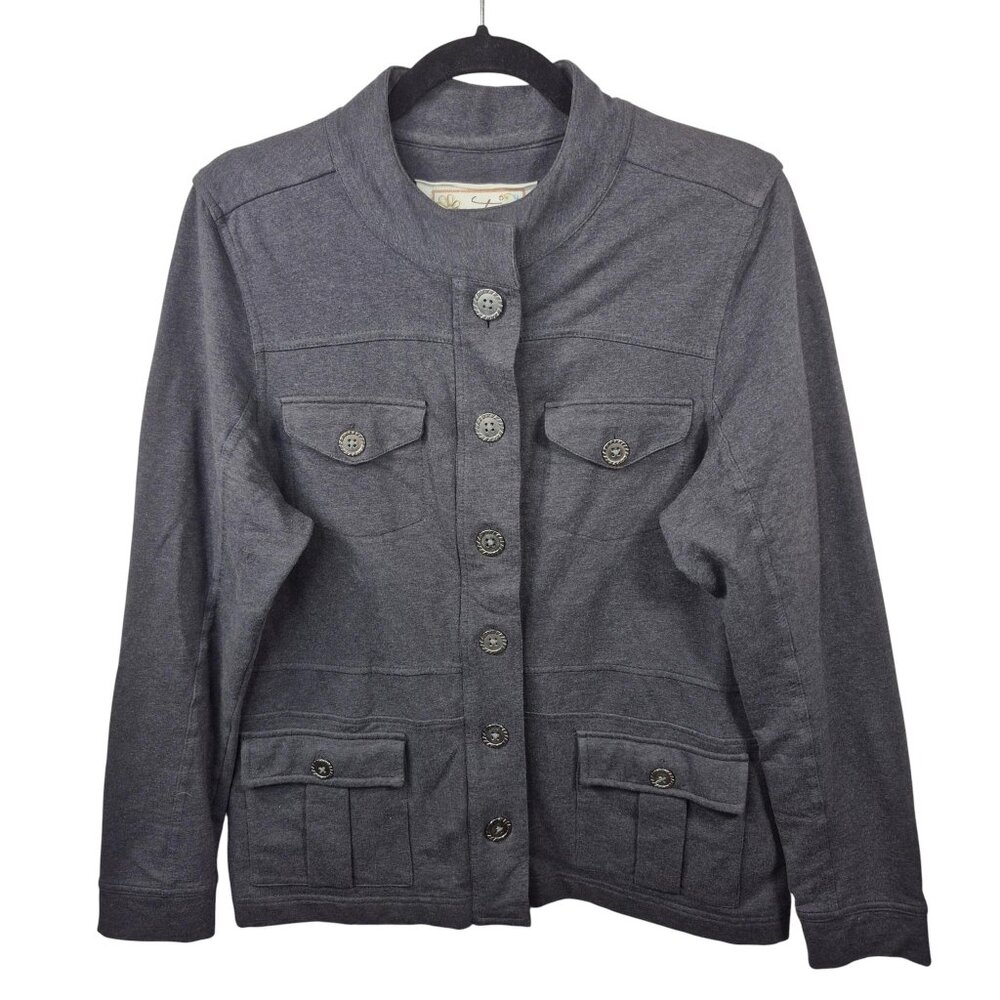 Aventura Jacket Womens Large Button Front Lightweight Organic Cotton Casual